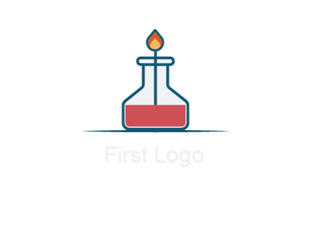 fire in flask with liquid