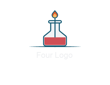 fire in flask with liquid
