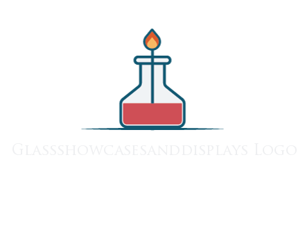 fire in flask with liquid