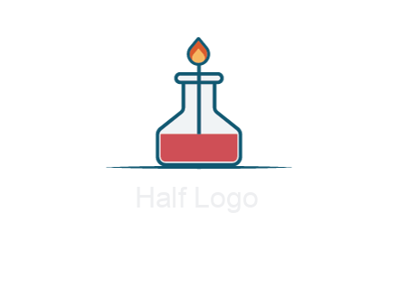 fire in flask with liquid