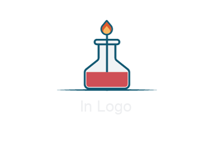 fire in flask with liquid