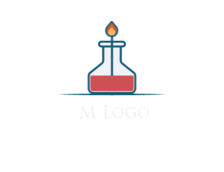 fire in flask with liquid