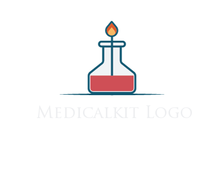 fire in flask with liquid