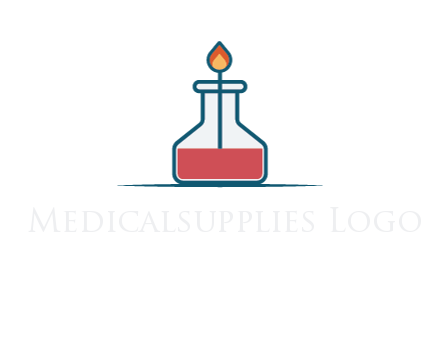 fire in flask with liquid