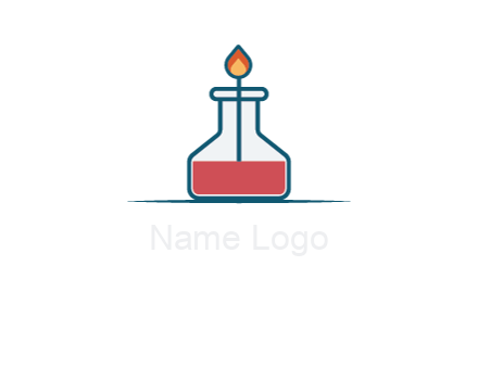 fire in flask with liquid