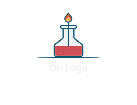 fire in flask with liquid