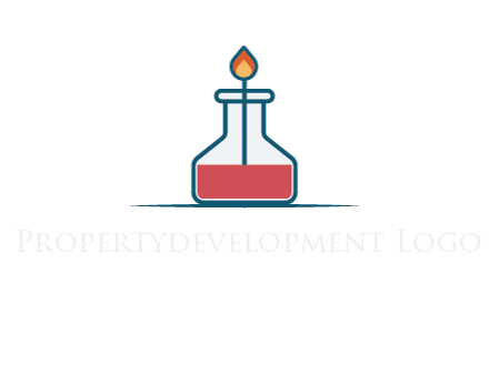 fire in flask with liquid
