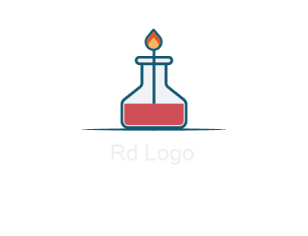fire in flask with liquid