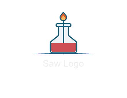 fire in flask with liquid