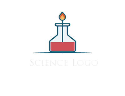 fire in flask with liquid