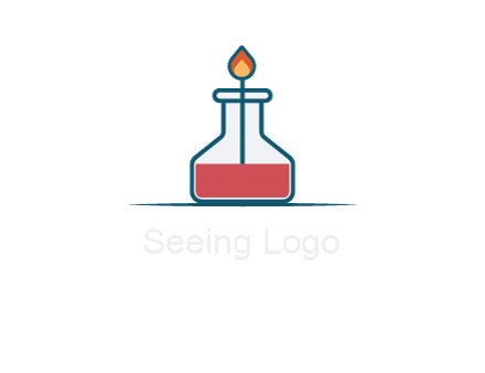 fire in flask with liquid