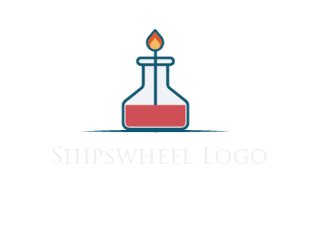 fire in flask with liquid