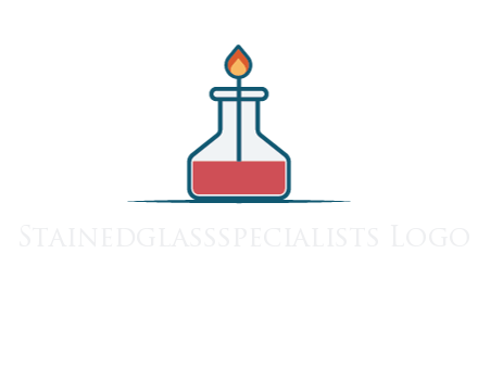fire in flask with liquid