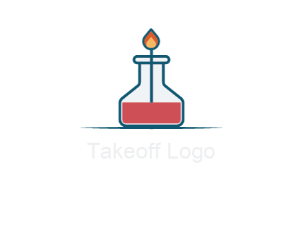 fire in flask with liquid