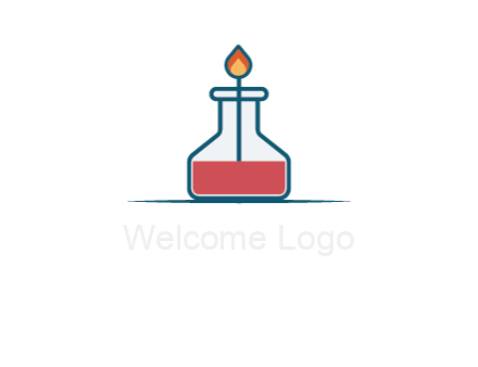 fire in flask with liquid