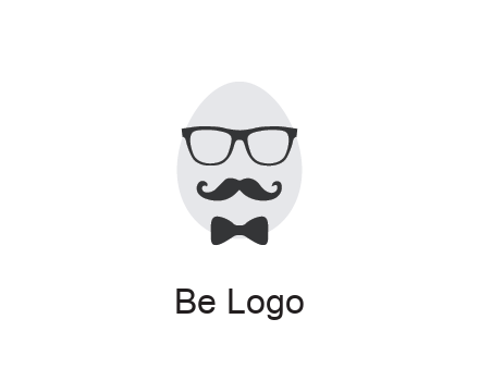 glasses with bow and moustache on egg