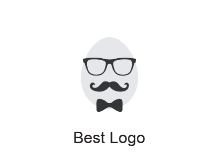 glasses with bow and moustache on egg