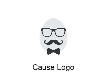 glasses with bow and moustache on egg