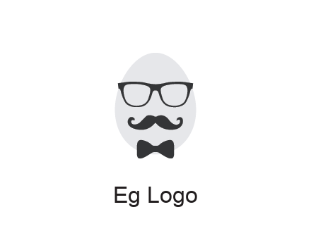 glasses with bow and moustache on egg