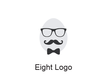 glasses with bow and moustache on egg