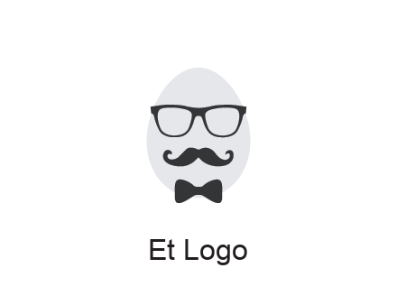 glasses with bow and moustache on egg