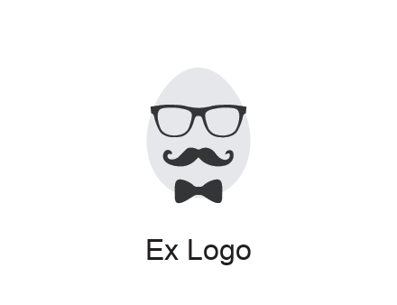glasses with bow and moustache on egg