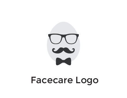 glasses with bow and moustache on egg