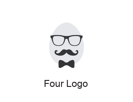 glasses with bow and moustache on egg
