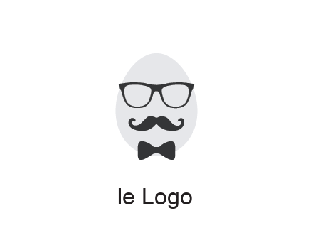 glasses with bow and moustache on egg