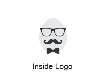 glasses with bow and moustache on egg