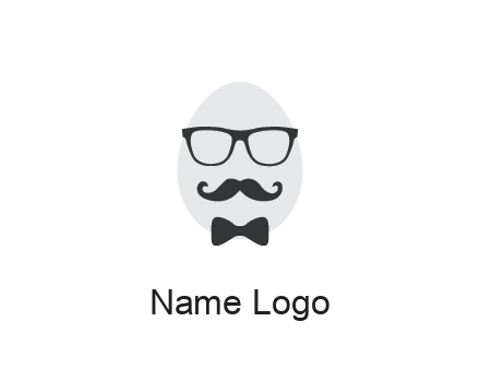 glasses with bow and moustache on egg