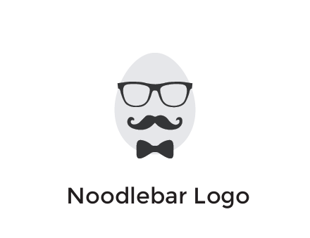 glasses with bow and moustache on egg