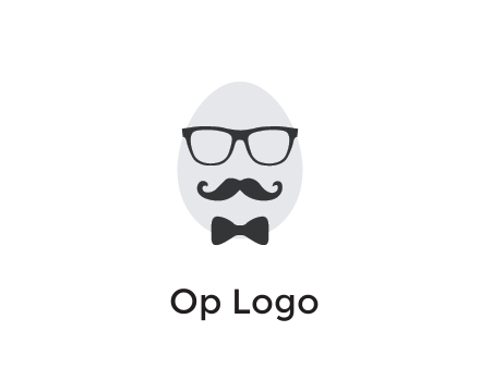 glasses with bow and moustache on egg