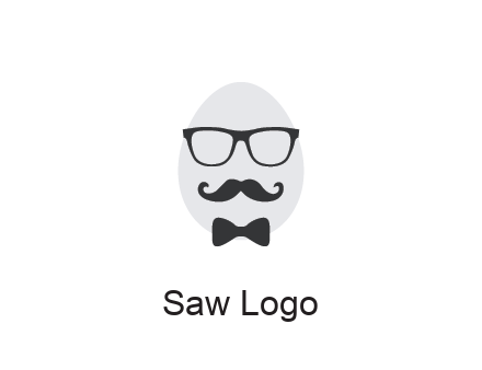 glasses with bow and moustache on egg