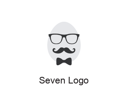 glasses with bow and moustache on egg