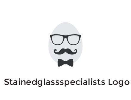 glasses with bow and moustache on egg