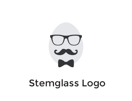glasses with bow and moustache on egg