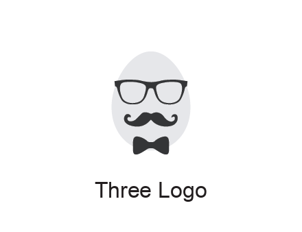 glasses with bow and moustache on egg