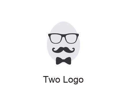 glasses with bow and moustache on egg
