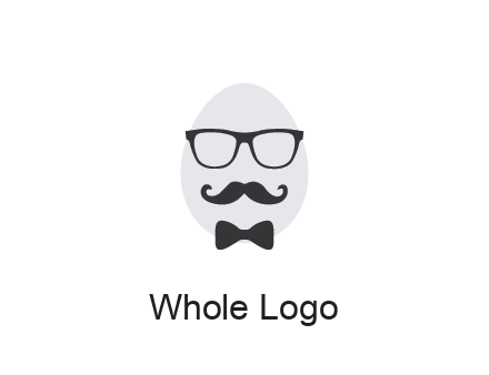 glasses with bow and moustache on egg