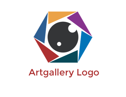 colorful triangles around circle forming lens