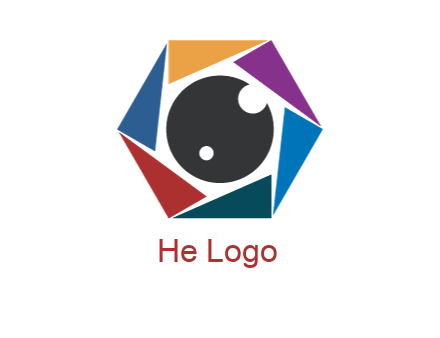 colorful triangles around circle forming lens