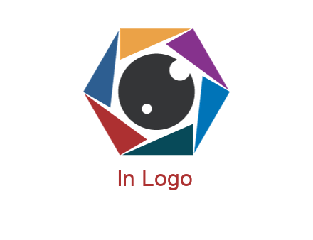 colorful triangles around circle forming lens