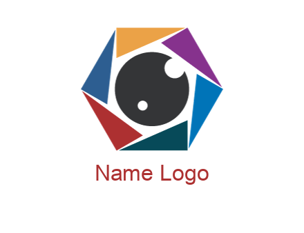 colorful triangles around circle forming lens