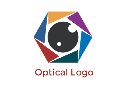 colorful triangles around circle forming lens