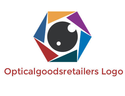 colorful triangles around circle forming lens