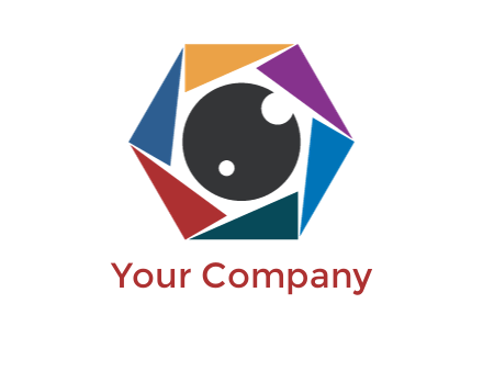 colorful triangles around circle forming lens