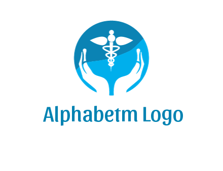 caduceus with negative spacing hands in circle 