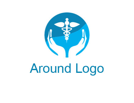 caduceus with negative spacing hands in circle 