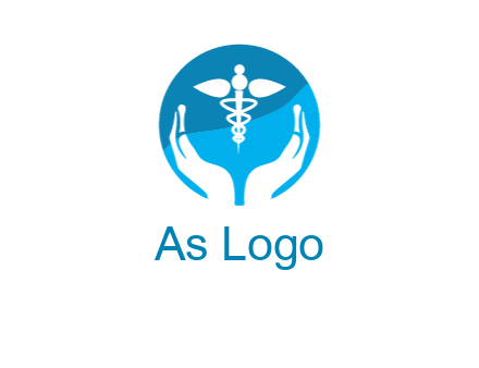 caduceus with negative spacing hands in circle 